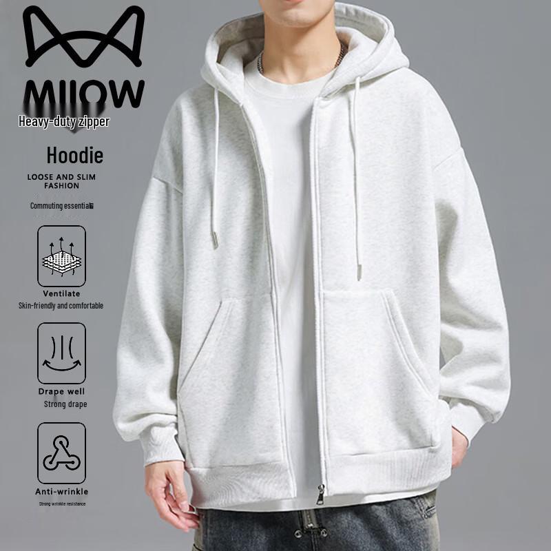 Maoren Men's Fleece Lined Zip-Up Hooded Sweatshirt