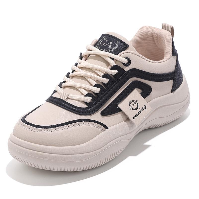 Genuine Leather White Shoes for Women Spring and Summer Sports Shoes Thick-soled Versatile Running Casual Shoes