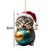 10PCS Cartoon Cat Pendant Car Cute Cat Pendant Ornament Christmas Tree Pendant Decoration Christmas Car Interior Decoration