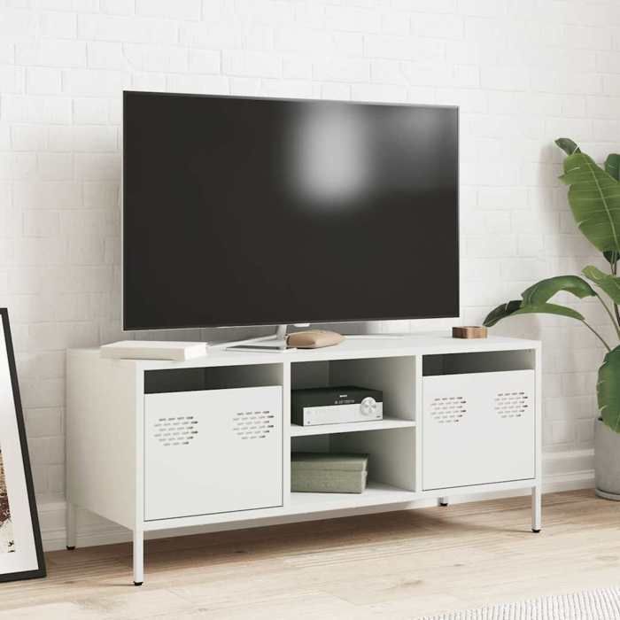 VidaXL TV Stand White 101.5x39x43.5 Cm Cold-rolled Steel, TV Stand, TV Buffet, Hi-fi Cabinet, TV Bench, Cabinet In 851303