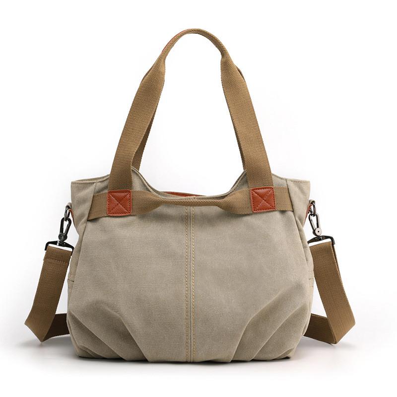 Borsa a tracolla in tela vintage da donna, ad alta capacità e dallo stile semplice, per l'uso quotidiano