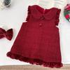 Children's Thick Velvet Lapel Vest Dress - Winter Birthday/New Year Sleeveless Princess Dress