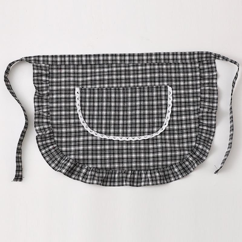 Grembiule a Quadri Scozzesi Mezzo Grembiule Vita Cotone Materiale Resistente alle Macchie Traspirante Cucina Domestica Abiti da Lavoro Accessori Cucina