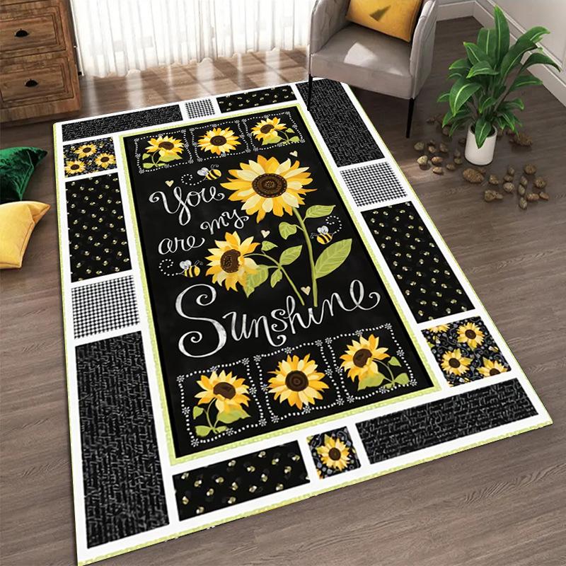 Sunflower Pattern Living Room Carpet Dirt Resistant and Easy To Maintain Foot Mat Bedroom Large-sized Floor Mat