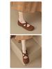 Vintage Round Toe Cross Strap Mary Jane Ballet Flats for Women