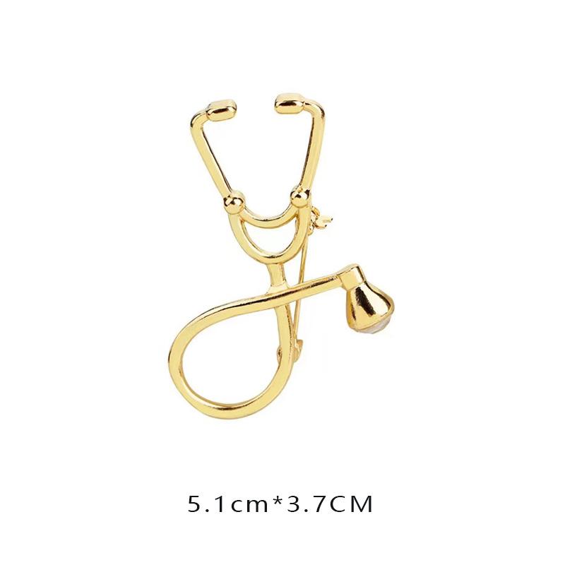 New Creative Medical Medicine Equipment Brooch Pin Stethoscope Electrocardiogram Heart Shaped Pin Brooches Lapel Jewelry