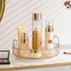 KYMIO Rotating Makeup Organizer Tray 360° Turntable Vanity Storage Cosmetic Holder Bathroom Countertop Skincare Perfume Organizer with Handles Tr