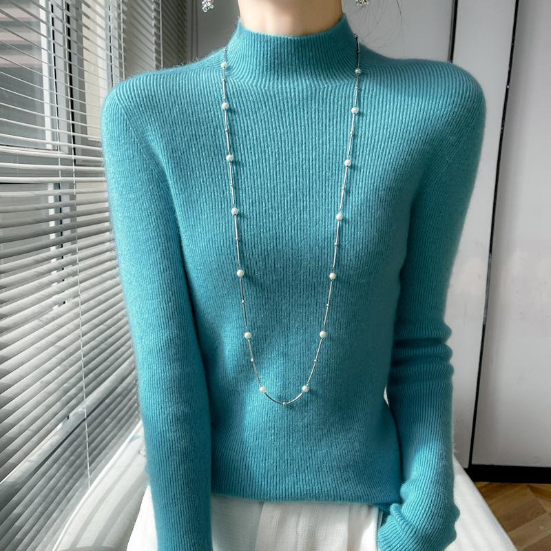 Bottom Shirt Women's Autumn and Winter Half-high Neck Sweater Slim Knitted Long-sleeved Tops