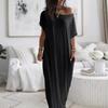 Summer Women's Solid Color Short Sleeve Long Casual Dress