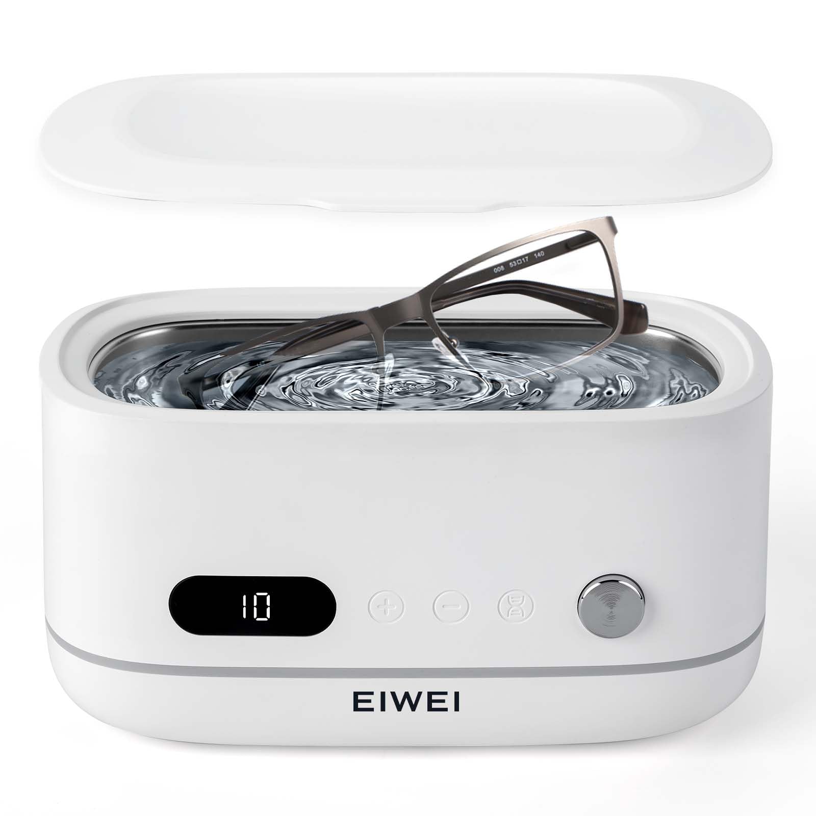 

EIWEI Ультразвуковой очиститель для очков с мощностью 42 кГц и вакуумом Идеально подходит для чистки и чистки зубных протезов, 10-минутный таймер, Функция, Очки,