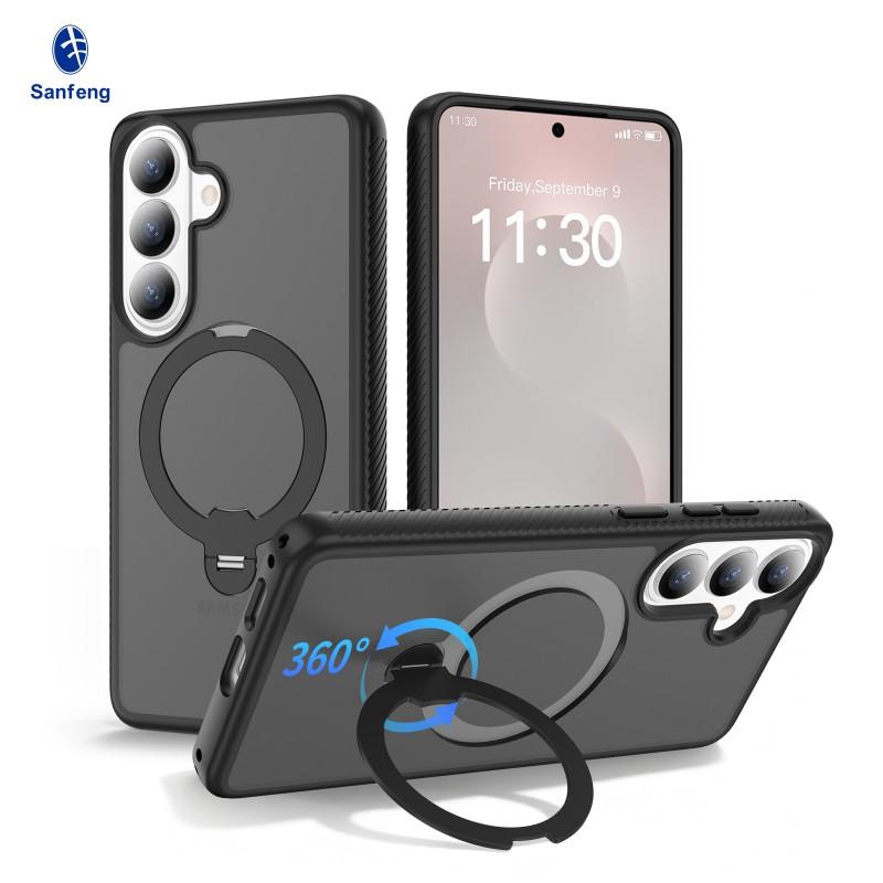 Suitable S26plus Matte Magnetic Phone Case S25Ultra Rotating Bracket S24 Anti-slip Protective Cover