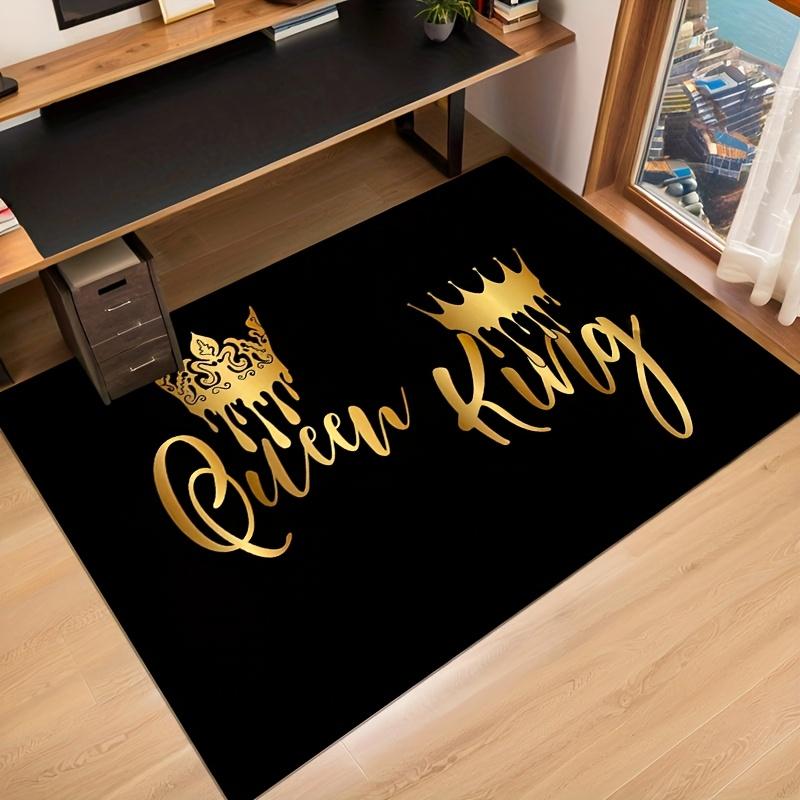 King and Queen Crown Design Polyester Area Rug - 100% Crystal Velvet Plush Floor Mat for Home Decor,Ideal for Bedroom,Living Room,Kitchen,Ba