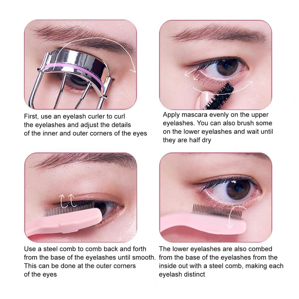 1/2Pcs Eyelash Separator Comb Foldable Handle Lash Separator Tool Stainless Steel Teeth Eyelash Separating Comb Makeup Tools