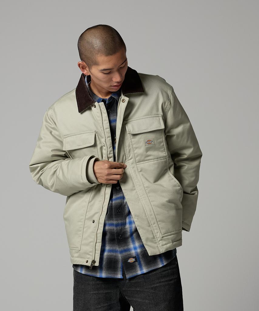 Dickies Eisenhower Corduroy Collar Padded Jacket Abbey Stone