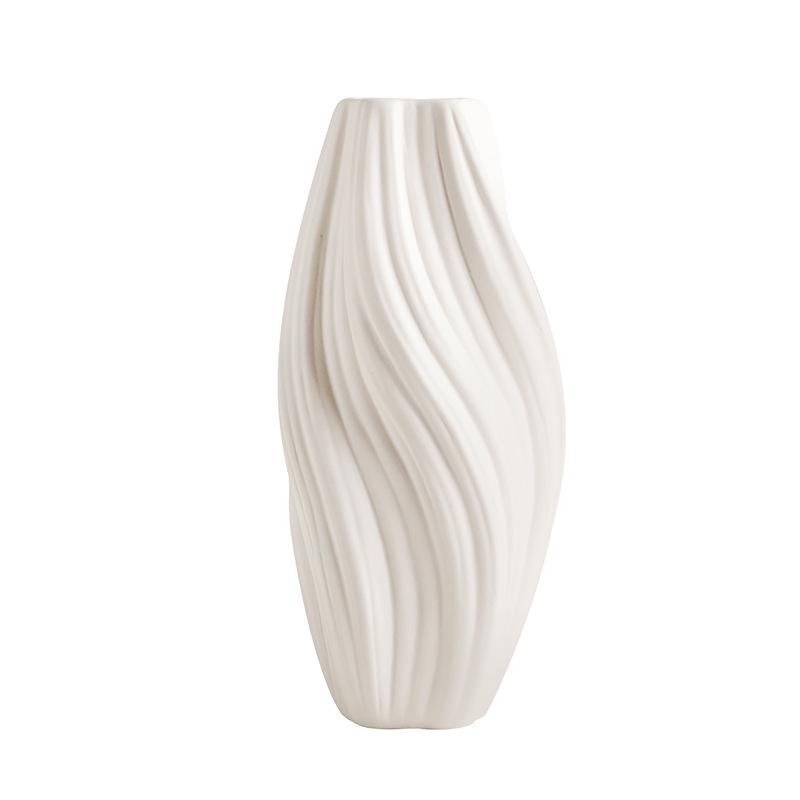 High-End Cream Style Ceramic Vase for Flower Arrangements - Elegant White Unglazed Design for Living Room Decor