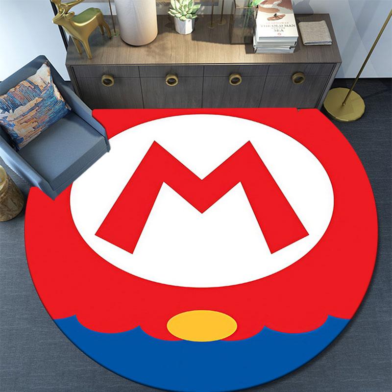 Mario Cartoon Pattern Round rug,Carpet Rug for Living Room Bedroom Playroom ,Non-slip Floor Mat,Holiday Gifts and Birthday Gifts.
