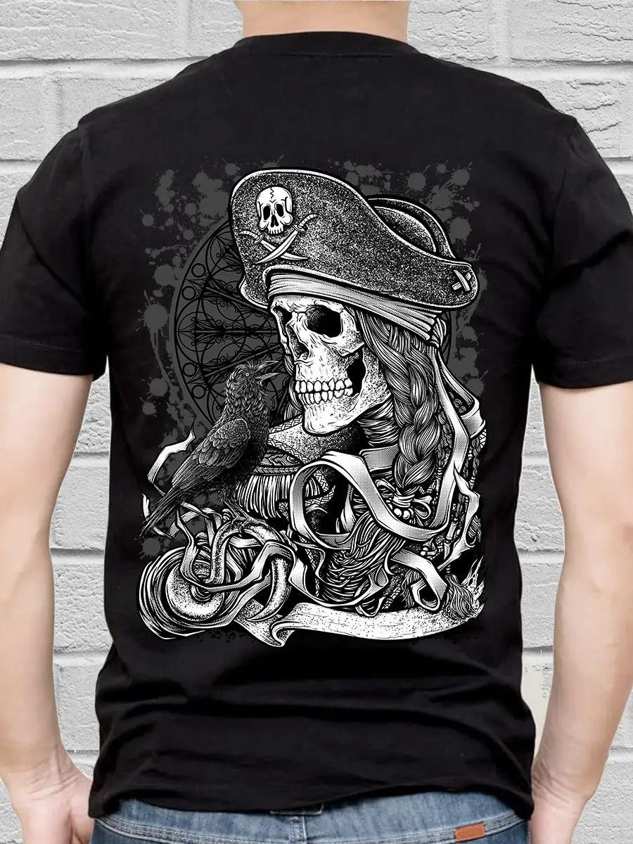 Pirate print on back T-shirt 4XL