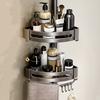 Storage Rack Aluminum Alloy Metal Body Corrosion-Resistant Corner Shelf Wall-Mounted Triangular Design Kitchen Bathroom Shelf