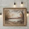 Vintage Neutral Gallery Wall Art European Mountain Lake Landscape Poster And Print Nordic Canvas Painting Living Room Home Decor