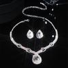 Stylish sparkling rhinestone necklace earrings set of two with a premium zircon drop pendant