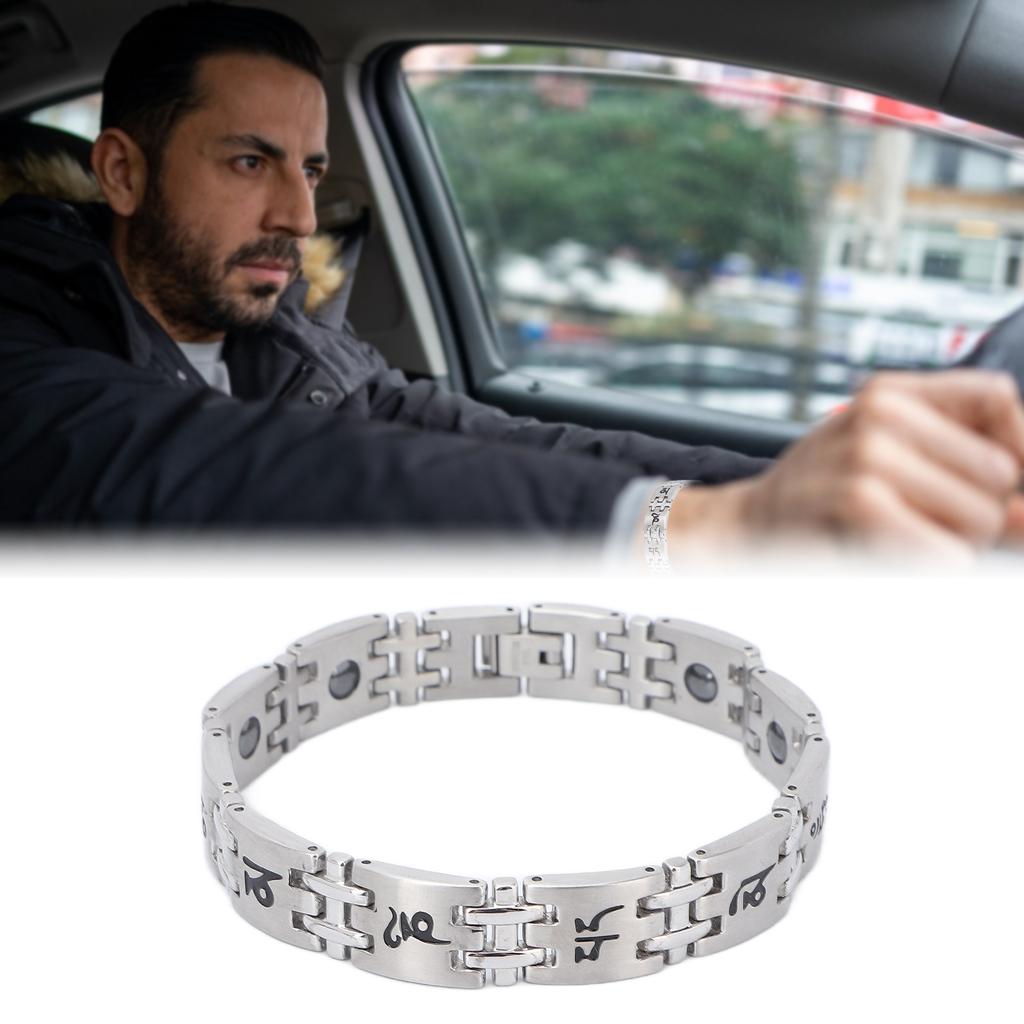 Men Magnetic Bracelet Fashionable Silver Titanium Steel Black Magnet Therapy Bracelets