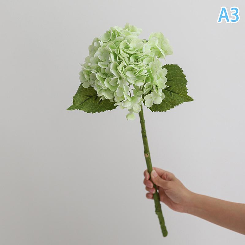 Blue Artificial Hydrangea Flowers Real Touch Green Artificial Hydrangea Branches Decoration Wedding Bouquet Flower Arrangement