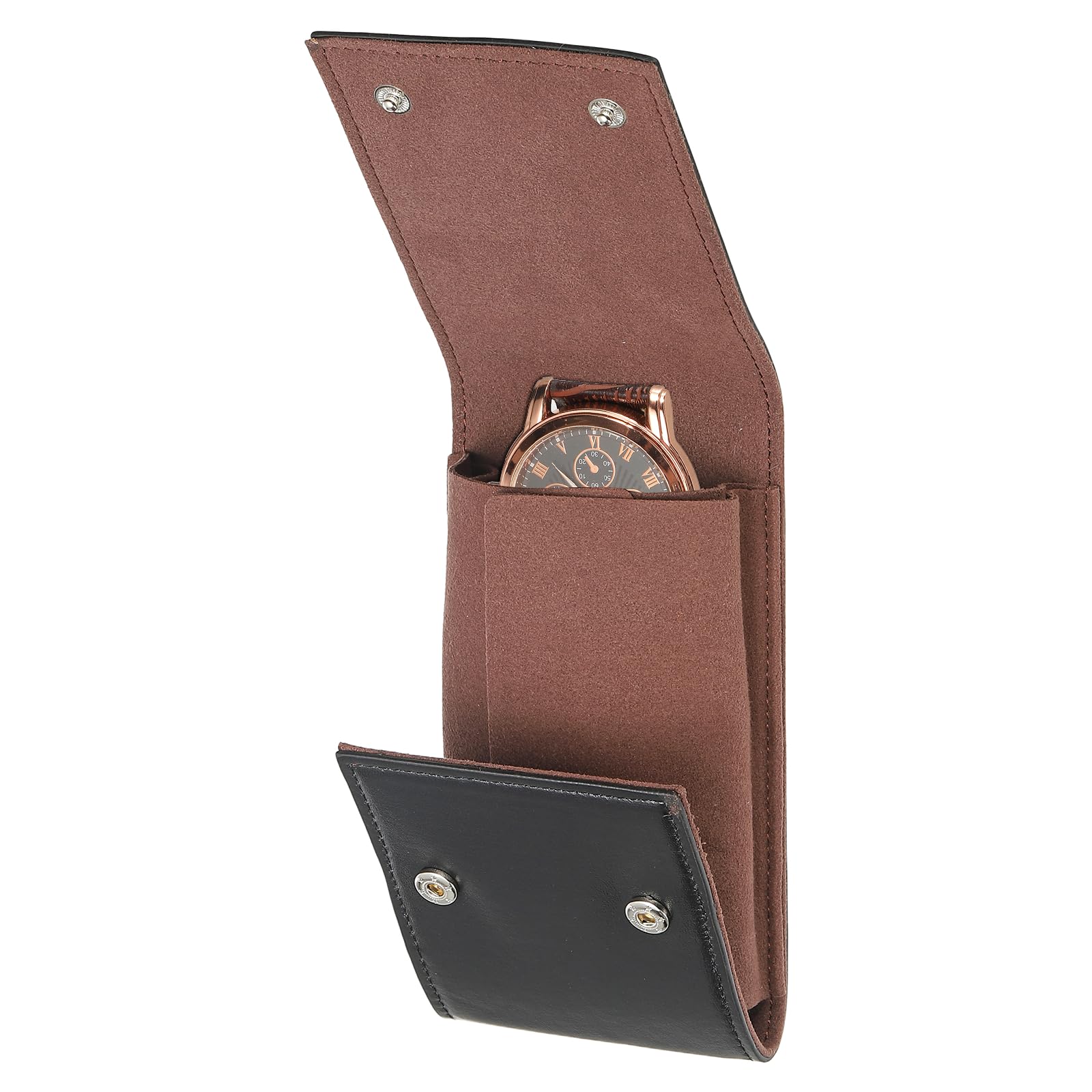 uxcell Watch Winder Travel Case, Unisex Portable Leather Watch Case, Watch Storage Organizer for Travel, Display, and Home Storage, Brown