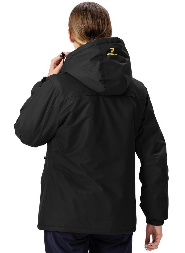 YSENTO Winter Jacket with Fleece Stand and Detachable and Warm for and Motorcycle Size 4XL Women's Lining, Collar, Hood, Windproof, Water-Repellent,