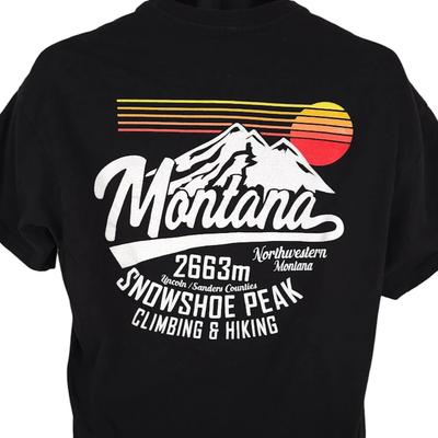Schneeschuh Gipfel 100% Baumwolle T-Shirt Herren T-Shirts Oberteil Herren Größe L Schwarz Montana Klettern Wandern Reise T-Shirt