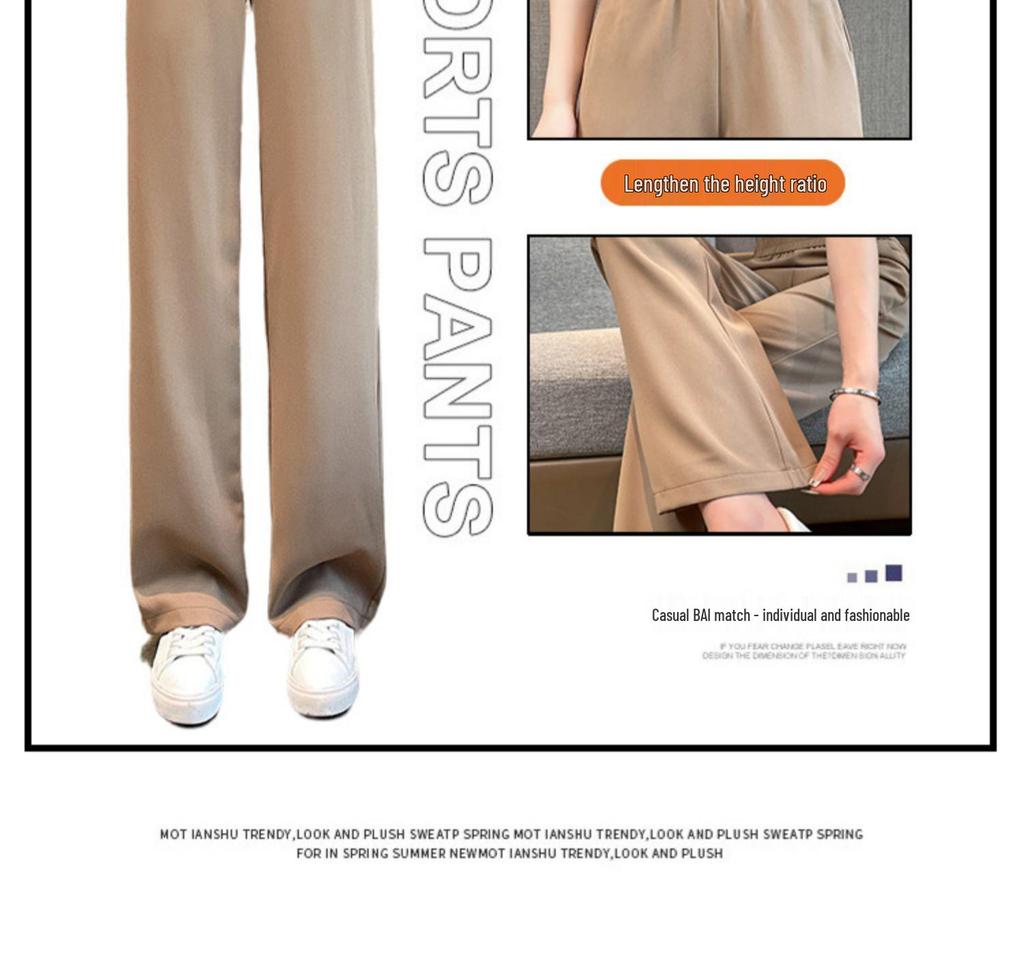 Damen Eisseide Weitbeinige High-Waist Sommerhose - Dünn, Elastisch und Modisch