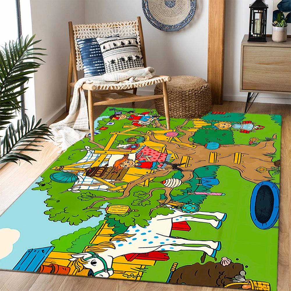 Knight Castle Treehouse Swing Themed Antislip Durable Polyester Home Decorative Large Size Logo Design Durable Floor Mat For Living Room Restaurant