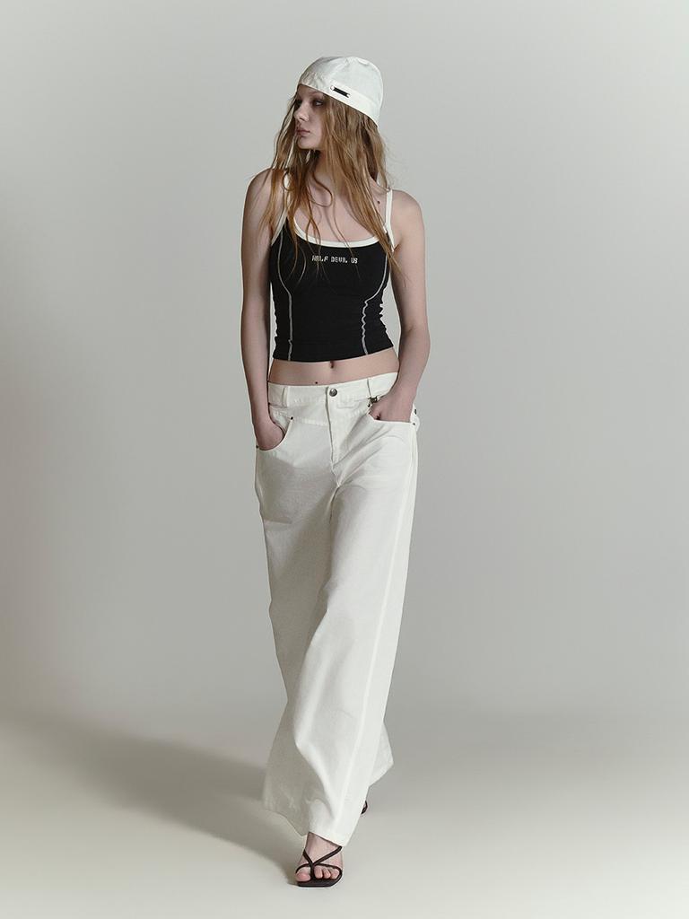 HALF DEVIL US Structured Wide Pants_White