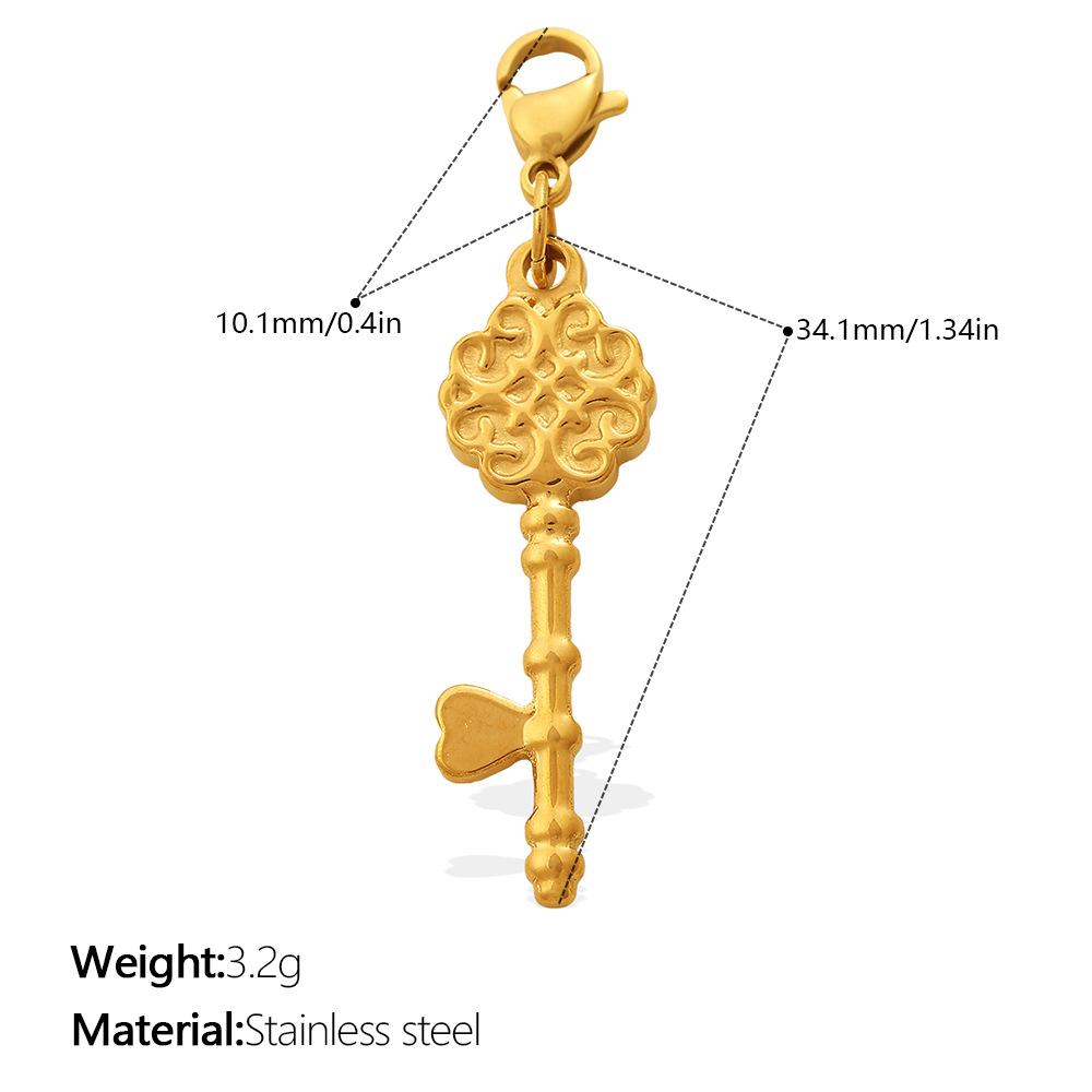 Retro Wind Diamond Lock Key Series Lobster Buckle Pendant Stainless Steel Gold-Plated Versatile Diy Accessories