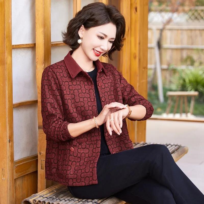 

Женский кардиган на пуговицах контрастного цвета с геометрическим узором, с длинным рукавом, лацканами, повседневный, модный, элегантный, куртка, топ XL красный