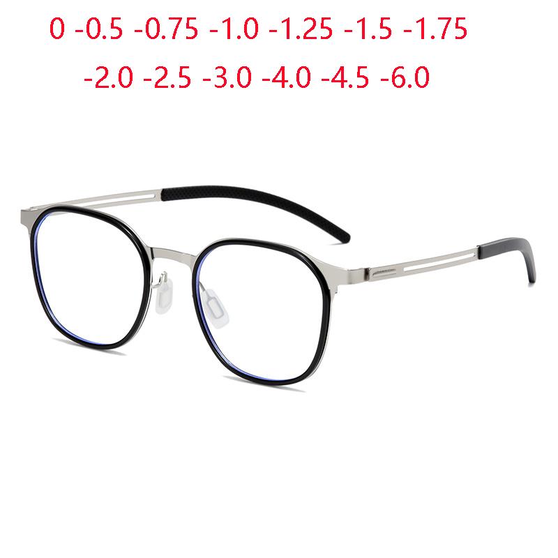Metal Oversized Student Nearsighted Glasses For Men Fashion Business Shortsighted Prescription Glasses Women -0.5 -0.75 To -6.0