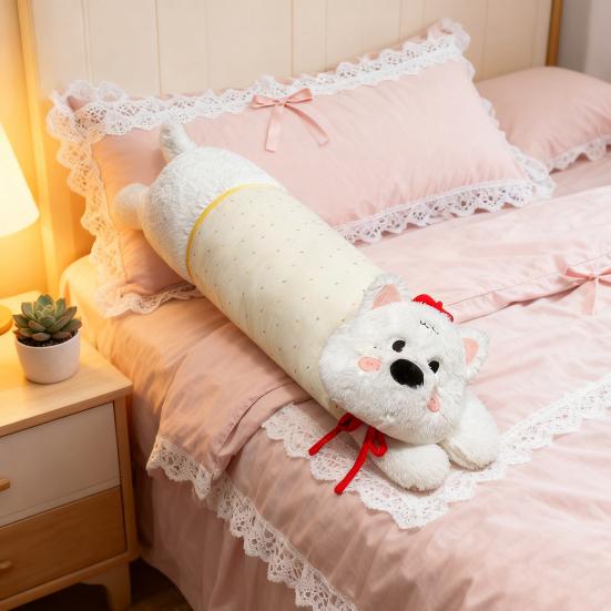 Long Dog Pillow Stuffed Animal Cute Puppy Leg Pillow Fluffy Back Support Cushion Cuddly Plush Toy for Side Sleeping Sitting