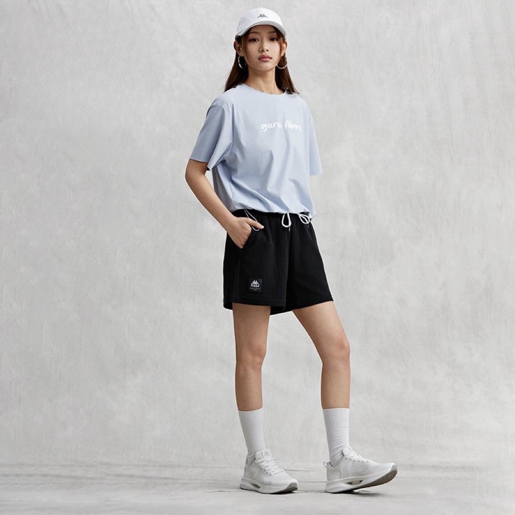 Kappa Player Series Solid Color Versatile Sport Simple Non-Fading Casual Shorts Women shorts Black K0E42DY82-990