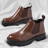 New Men Classic Retro Chelsea Boots Men Fashion Leather Ankle Boots Men Business British Style Short Boots High-top Casual Shoes
