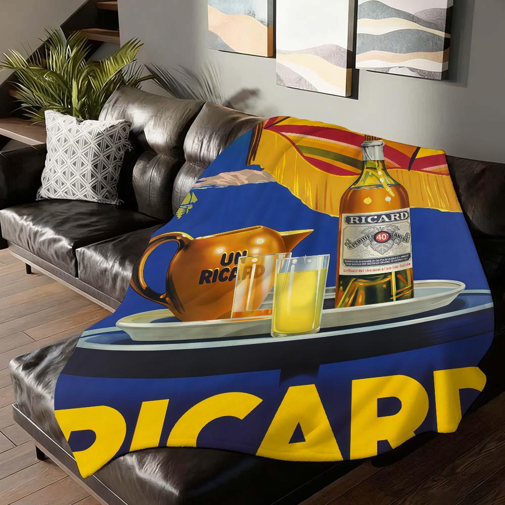 Fashion print R-RiCard Blanket For Sofa Office Bed Plane Travel Sleep Read Relax Camping Soft And Warm