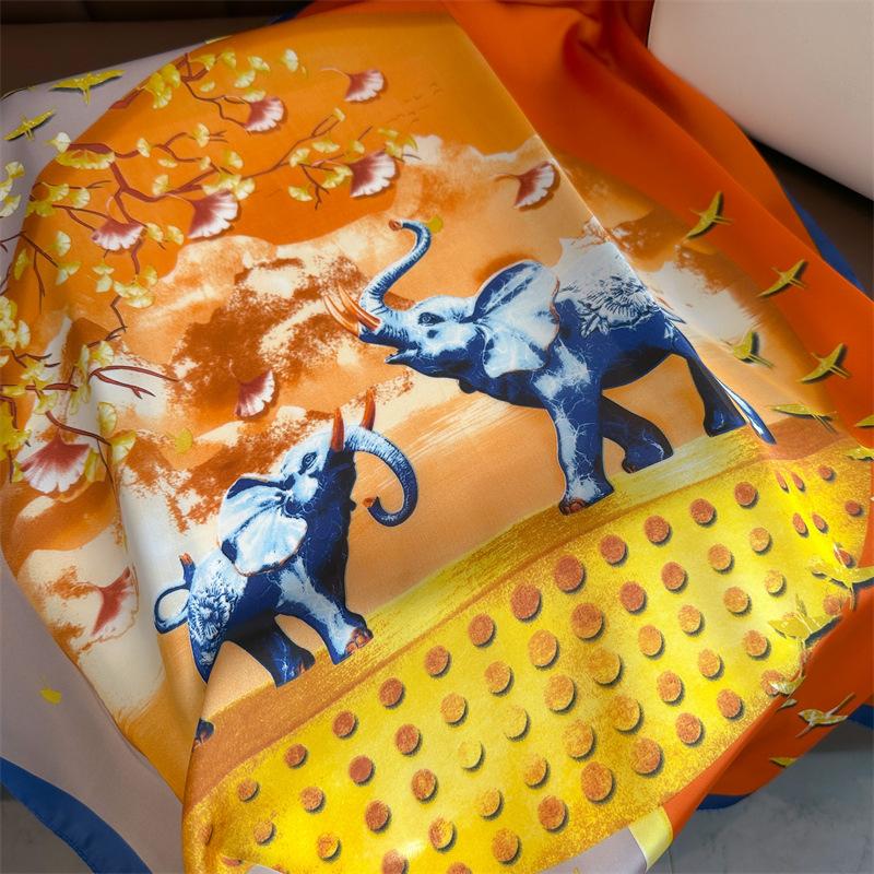 Women Animal Dot Printing Silk Scarf  70X70cm Bandanna Lady Hijab Kerchief Hairband  Spring Summer Headband Ribbon Foulard