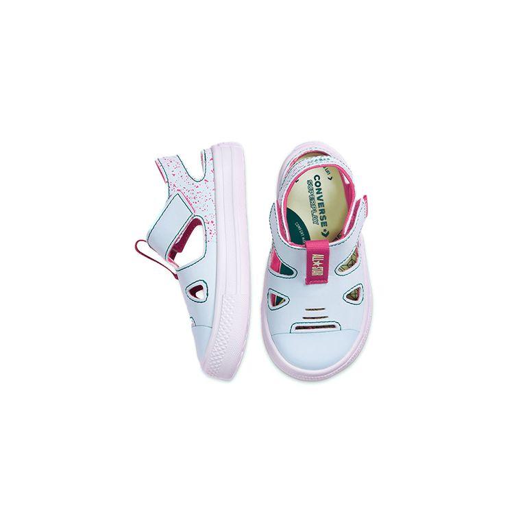 Converse Chuck Taylor All Star Simple Comfortable Durable Low Top Sandals Baby Sandals Light-Blue Rose-Red 767564C