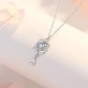 Rose Water Drop Clavicle Necklace: 999 Sterling Silver Floral Zirconia Pendant, Mori Style.