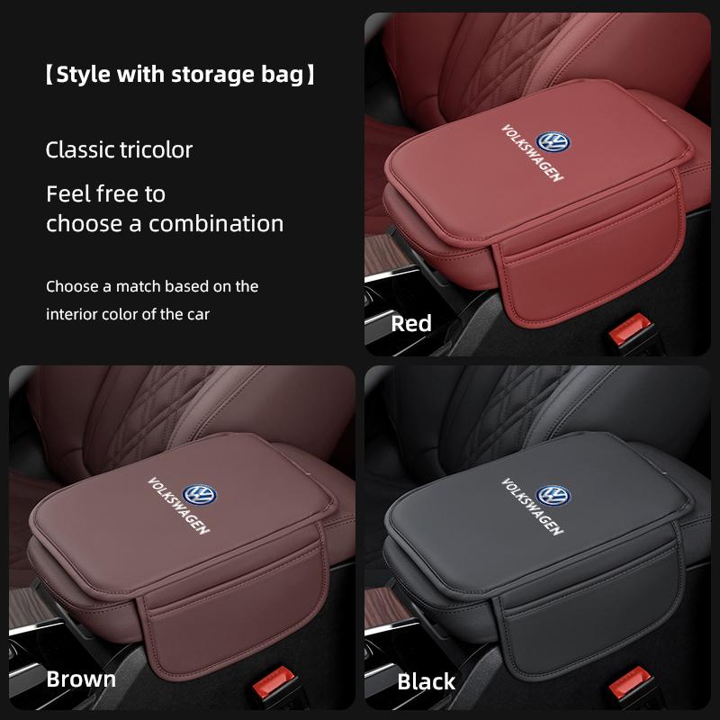 OBTLU1 Car Armrest Mat Center Console Leather Protection Cushion For VW Volkswagen GTI Tiguan Jetta Passat Scirocco Golf T-ROC CC
