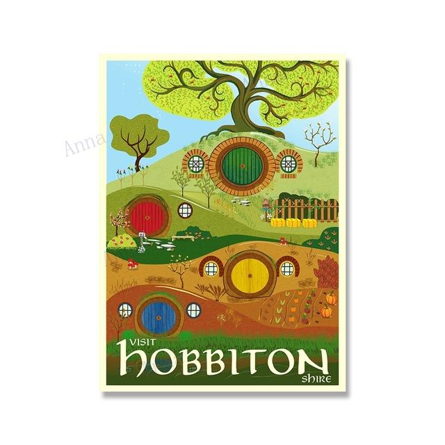 Canvas Painting Nordic Vintage Travel Poster and Prints Tolkien Middle Earth Landscape LOTR Art Wall Pictures Living Room Decor No Frame