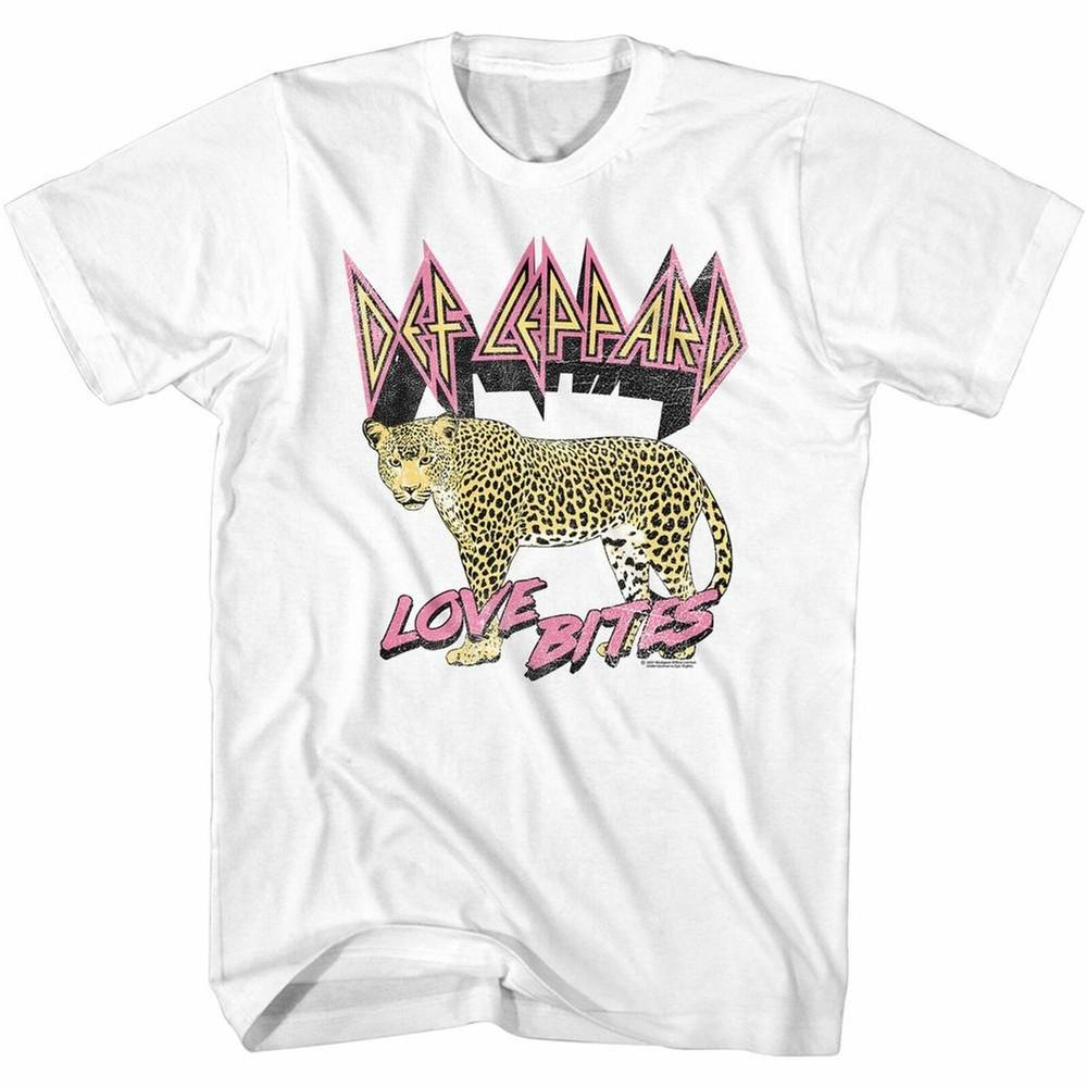 Def Leppard Love Bites Leopard White Adult T-Shirt Unisex T-Shirt XXXL