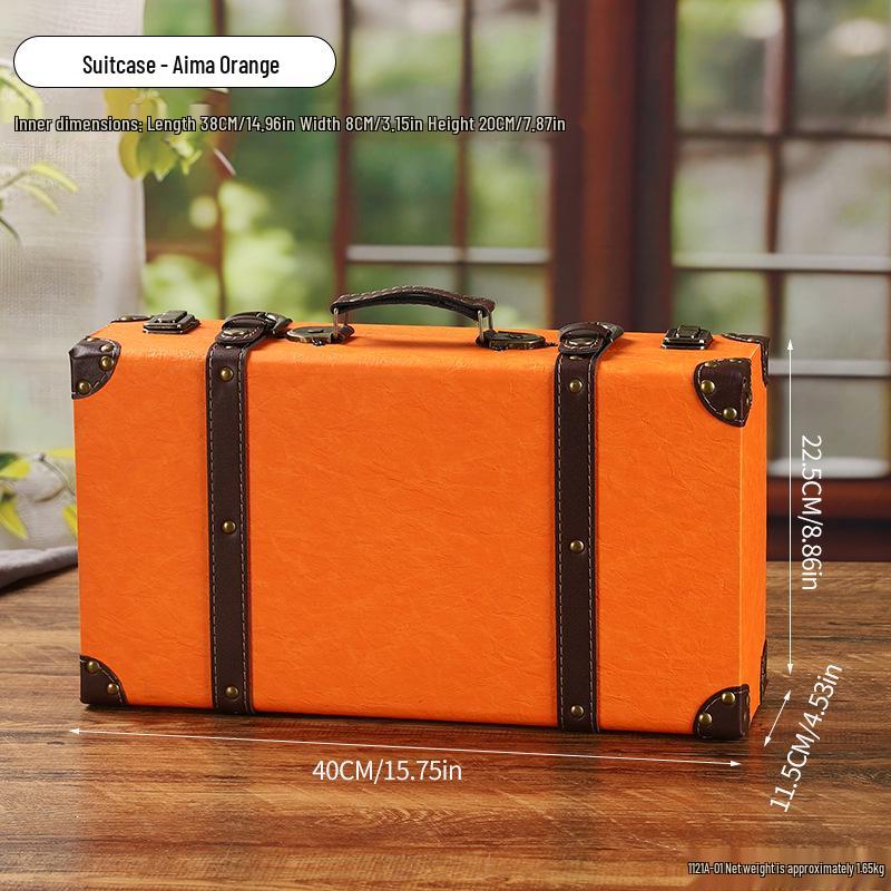 Vintage European-Style Leather Suitcase Trunk and Household Organizer