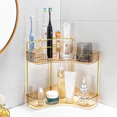 Bathroom Corner Storage Rack Double Tiers Detachable Stable Structure Sink Countertop Organizer