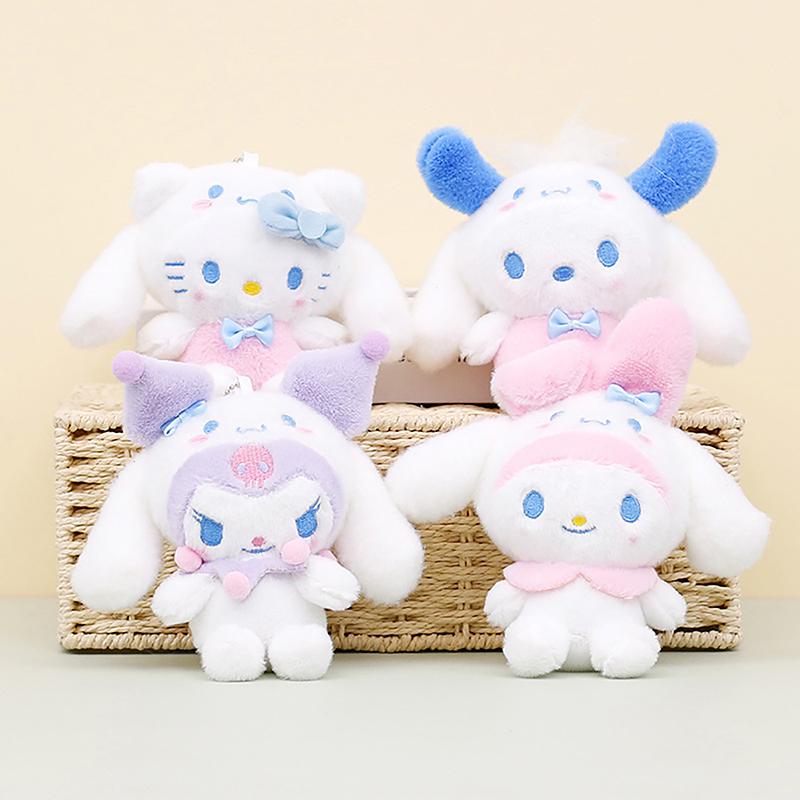 Keychain Cute Cinnamorol My Melody Kuromi Keyring Children Toys Pompom Purin Pochacco Plush Keychains Girls