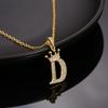 Fashion Cubic Zirconia Crown Letter Pendant Necklace Gold Hip Hop Punk Alphabet Jewelry