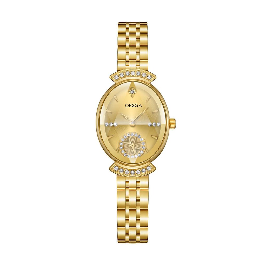 ORSGA Women's Oval Diamond-set Fashion Watch with Prismatic Mirror and Quartz Movement